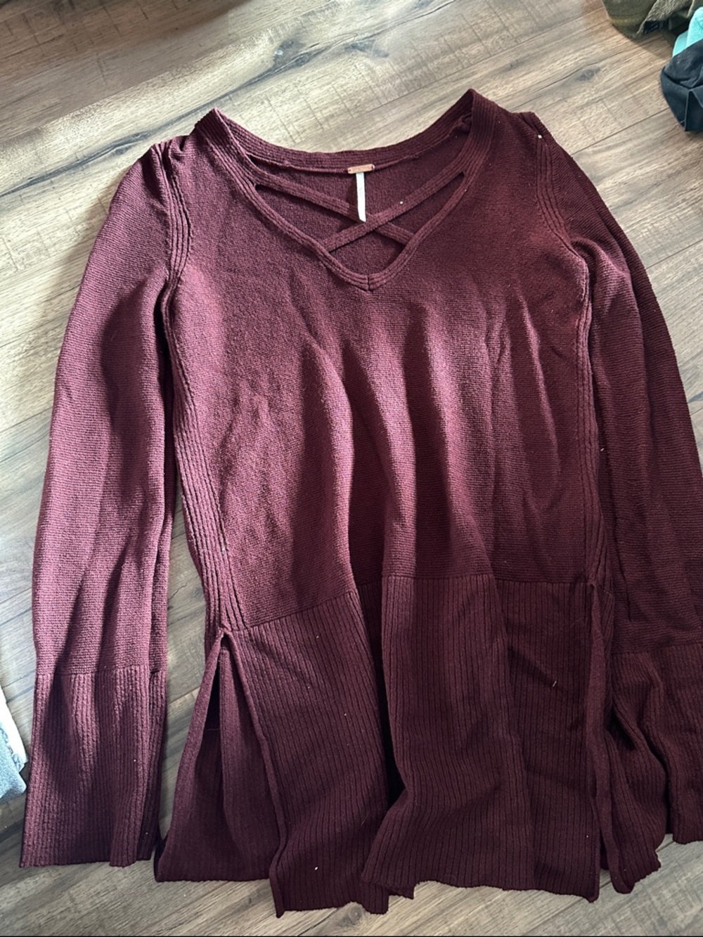Free People Crisscross V-Neck Tunic - Wine